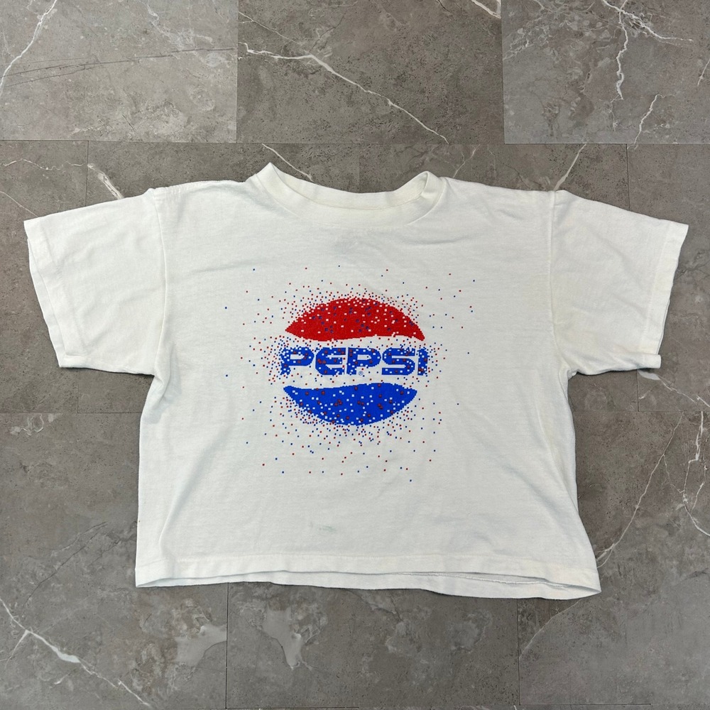 90s Vintage Pepsi Graphic Tee Youth Large Cola Soda Pop Digital Dots Shirt